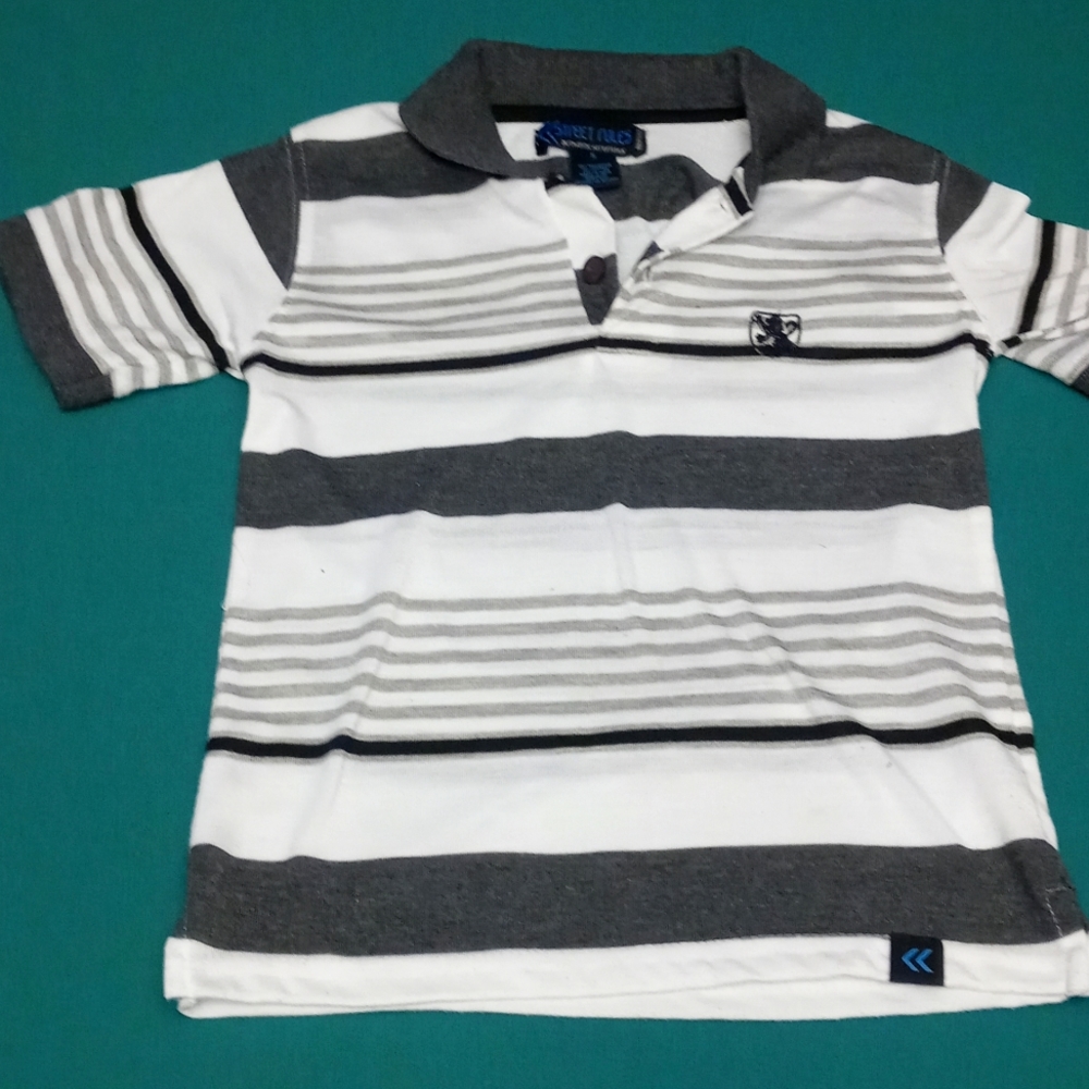 Street Rules Size 5 Gray and White Stripe Polo